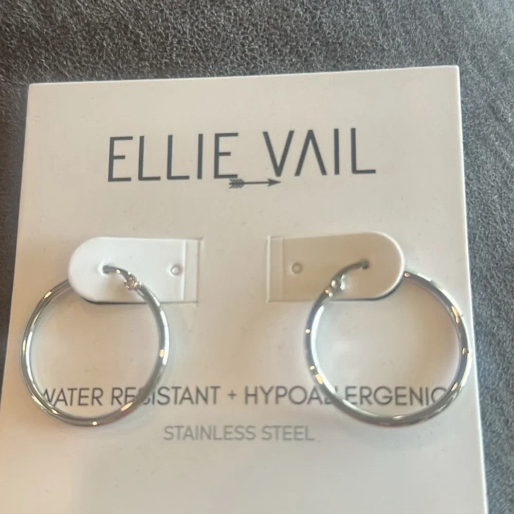 Ellie Vail Silver Stainless Steel Hoop Earrings - Picture 1 of 2